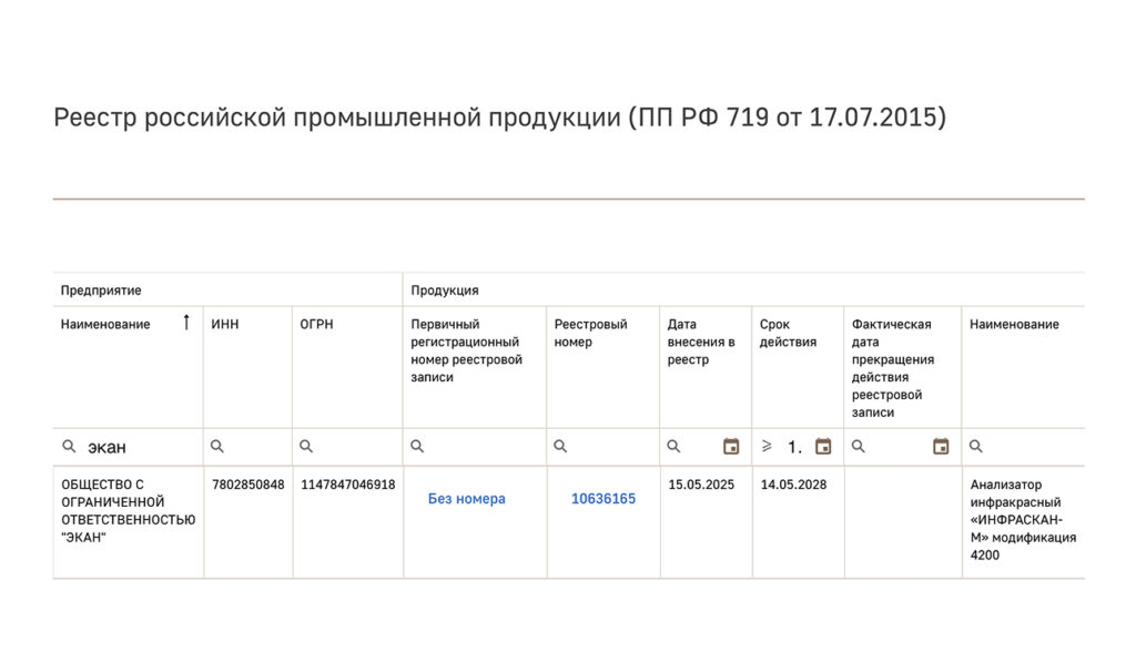 ИНФРАСКАН-М (4200): российское производство подтверждено Госреестром РФ